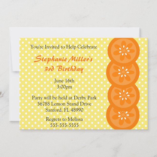 Cute Orange Slice Summer Party Invitation (Front)