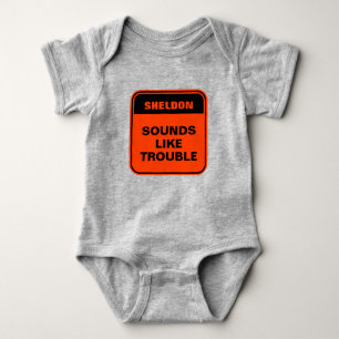 Cute orange sounds like trouble personalised baby baby bodysuit