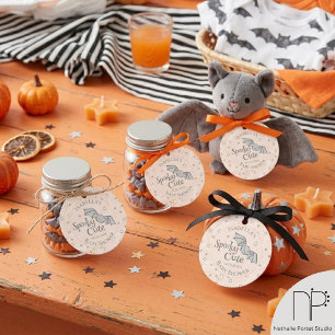 Cute Orange Spooky Cute October Baby Shower Favour Tags
