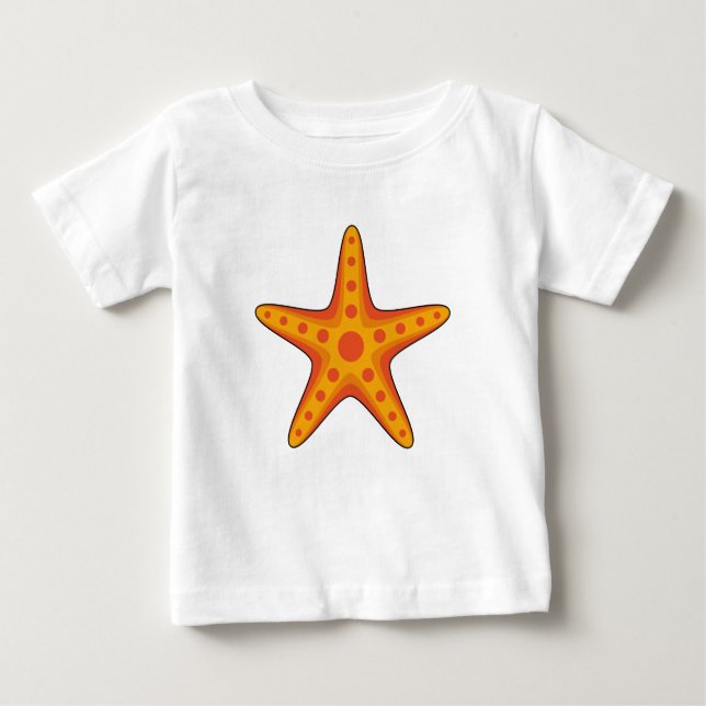 Cute Orange Starfish Cartoon Baby T-Shirt (Front)