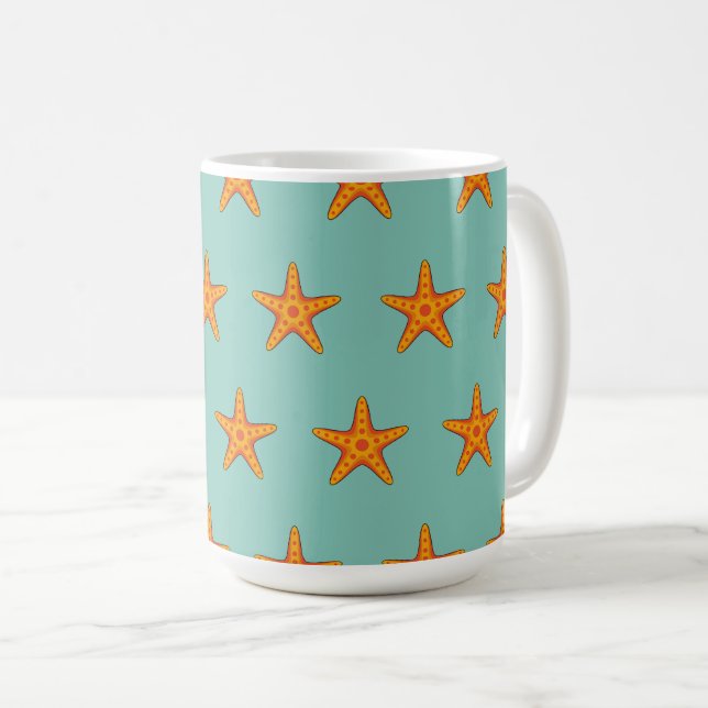 Cute Orange Starfish Cartoon Coffee Mug (Front Right)