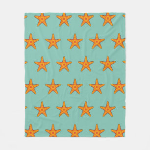 Cute Orange Starfish Cartoon Fleece Blanket