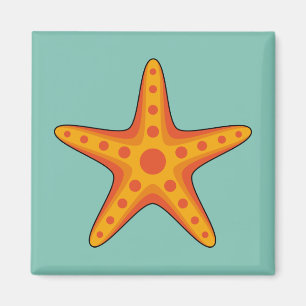 Cute Orange Starfish Cartoon Magnet