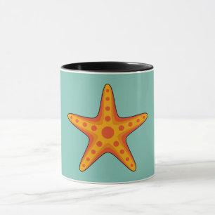 Cute Orange Starfish Cartoon Mug