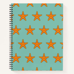 Cute Orange Starfish Cartoon Notebook