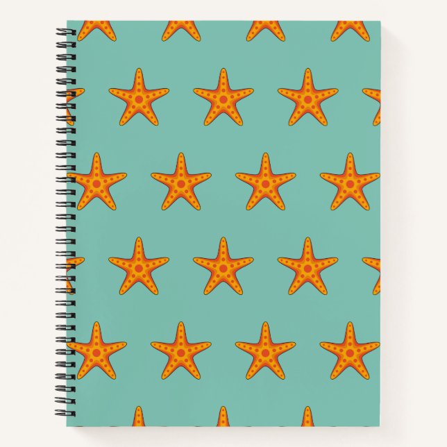 Cute Orange Starfish Cartoon Notebook (Front)