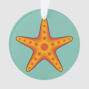 Cute Orange Starfish Cartoon Ornament