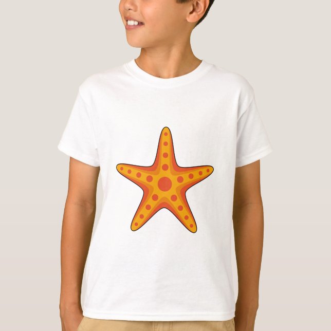 Cute Orange Starfish Cartoon T-Shirt (Front)