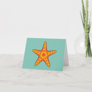 Cute Orange Starfish Cartoon Thank You Card