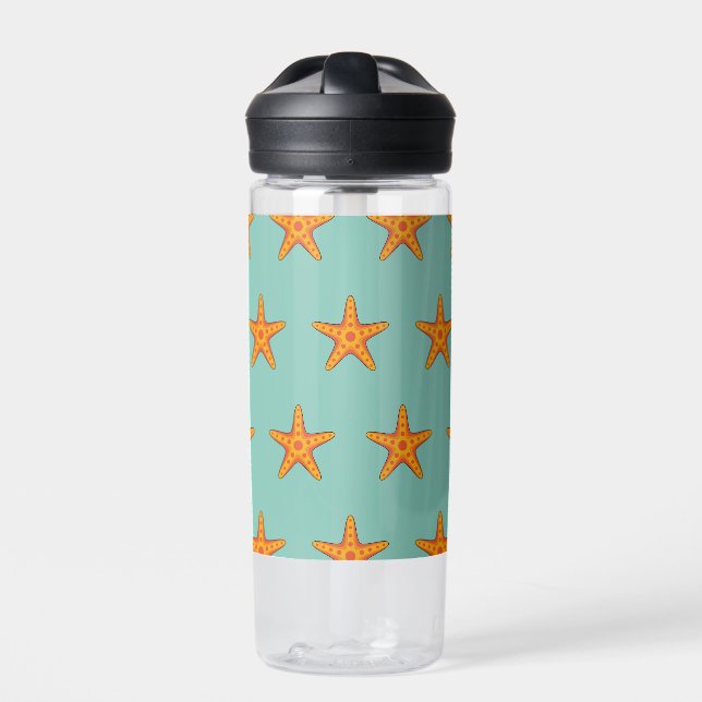 Cute Orange Starfish Cartoon Water Bottle (Front)