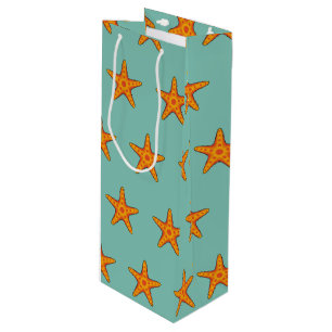 Cute Orange Starfish Cartoon Wine Gift Bag