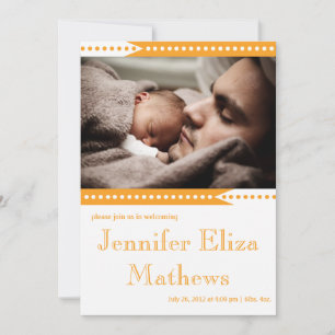 Cute Orange Stripe Baby Girl Announcement