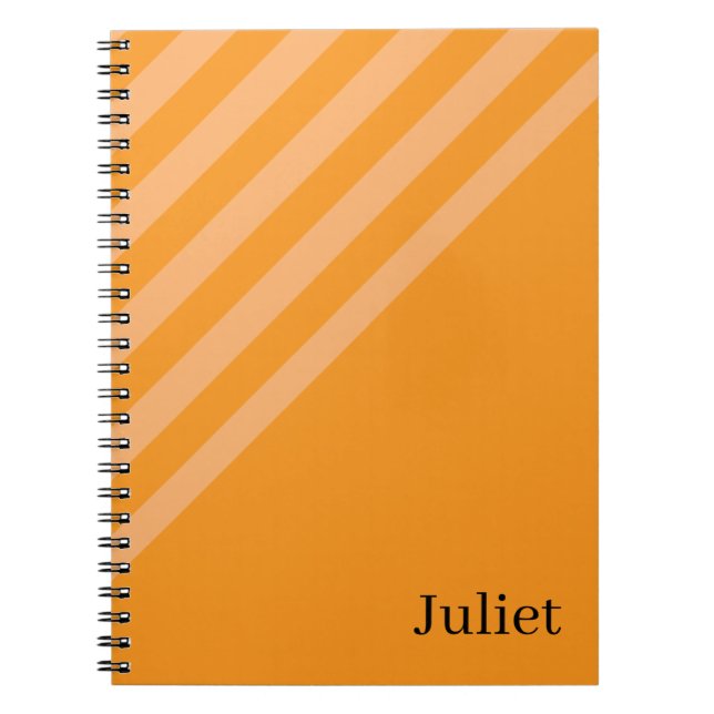 Cute Orange Stripe Spiral Notebook  (Front)