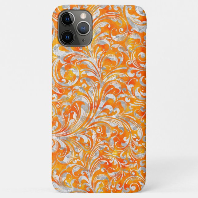 Cute orange swirl floral design Case-Mate iPhone case (Back)