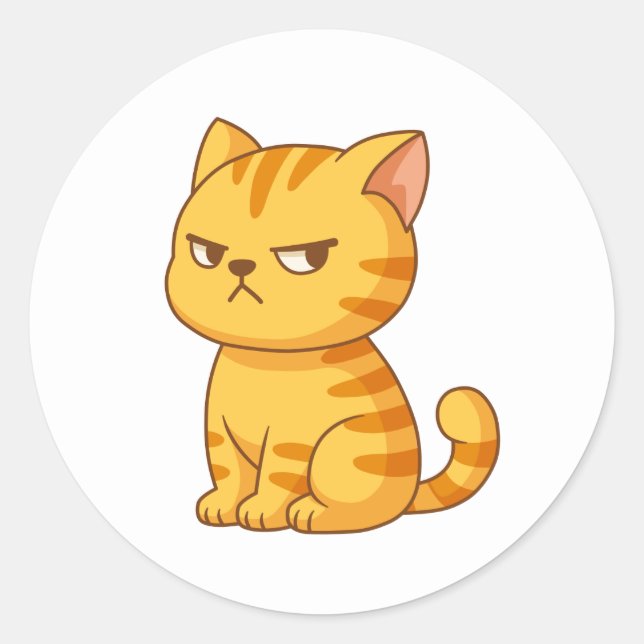 Cute Orange Tabby Cat Classic Round Sticker (Front)