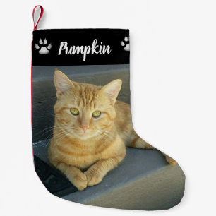 Cute Orange Tabby Cat Custom Pet Photo Small Christmas Stocking
