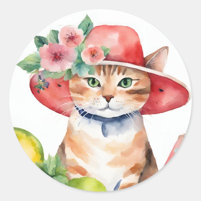 Cute Orange Tabby Cat Envelope Seal Sticker (Front)