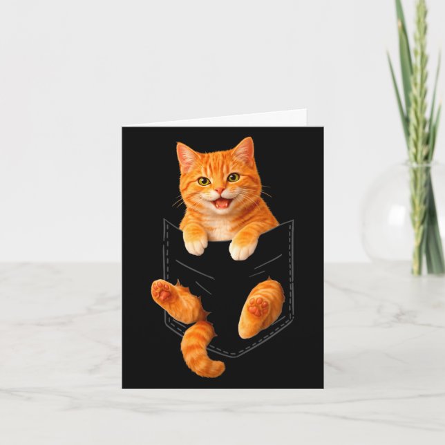 Cute orange tabby cat funny pocket cat dad mum card (Front)