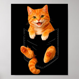 Cute orange tabby cat funny pocket cat dad mum poster