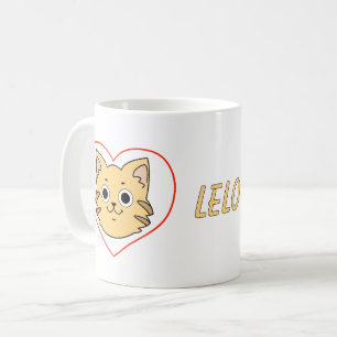 Cute Orange Tabby Cat Heart Mug - Cat Lover Gift