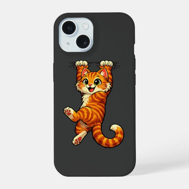 Cute Orange Tabby Cat iPhone 15 Case (Back)