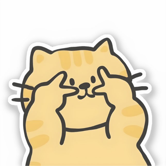 Cute Orange Tabby Cat Making Finger Glasses (Front)