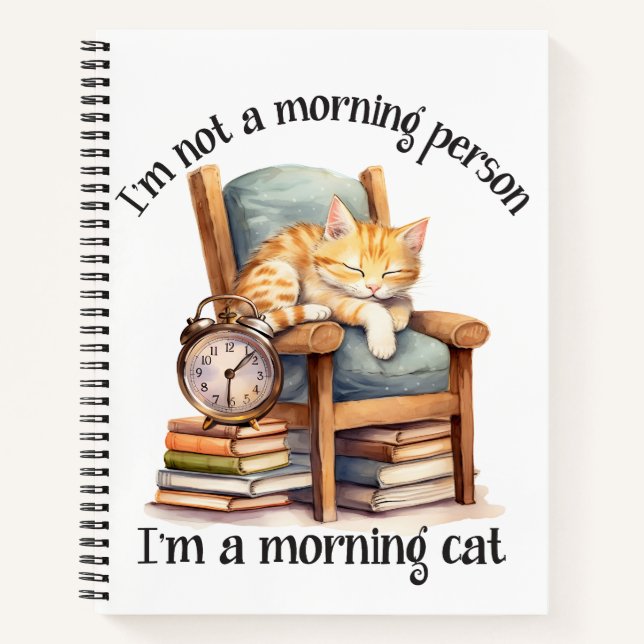 CUTE ORANGE TABBY CAT SLEEPING ON A CHAIR NOTEBOOK (Front)