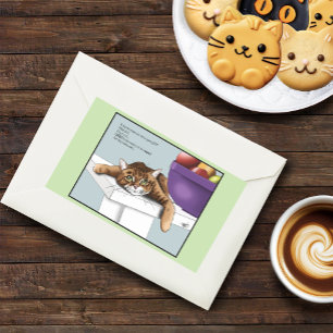 Cute Orange Tabby Cat Treats Funny Waiting Rectangular Sticker