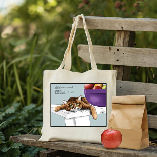 Cute Orange Tabby Cat Treats Funny Waiting Tote Bag