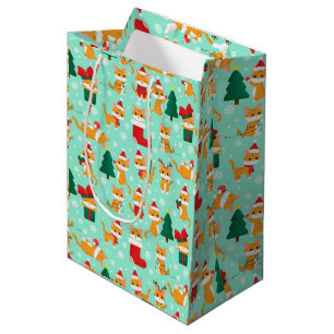 Cute Orange Tabby Christmas Medium Gift Bag
