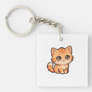 Cute Orange Tabby Kitten Acrylic Keychain