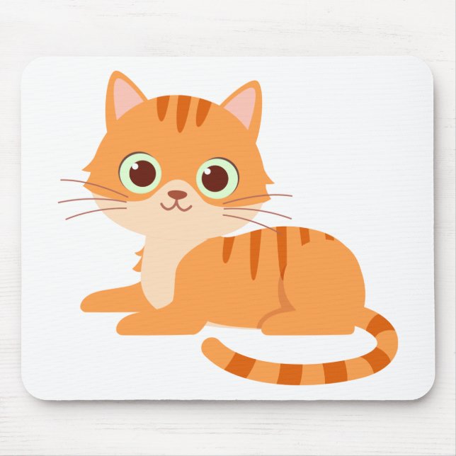 Cute Orange Tabby Kitten Cartoon Kitty Cat Mouse Pad (Front)