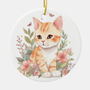 Cute Orange Tabby Kitten  Ceramic Ornament