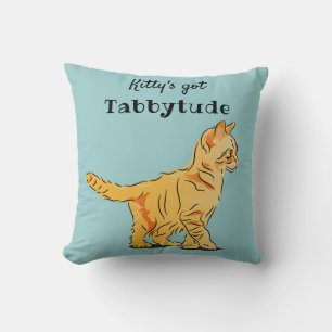 Cute Orange Tabby Kitten Graphic Tabbytude Cushion
