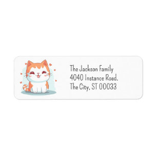 Cute Orange Tabby Kitten Kawaii Chibi Return Address Label