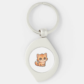 Cute Orange Tabby Kitten Metal Keychain
