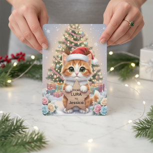 Cute Orange Tabby Kitten Personalised Christmas Holiday Card