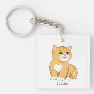 Cute Orange Tabby Kitty Cat Key Ring