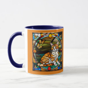 Cute Orange Tabby Stained Glass Mug