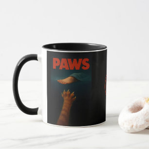 Cute Orange Tabby vs Human Foot Monogram Mug