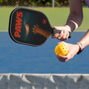 Cute Orange Tabby vs Human Foot Monogram Pickleball Paddle