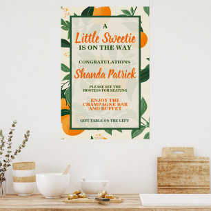 Cute Orange Theme Baby Shower Poster