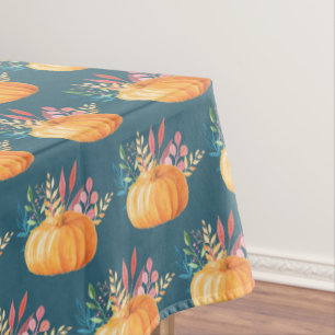 Cute Orange Watercolor Pumpkin Pattern Tablecloth