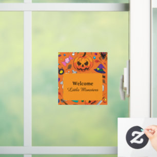 Cute Orange Welcome Little Monsters Halloween