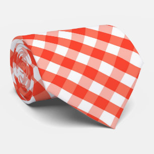 cute orange whit plaid tiled pattern tie