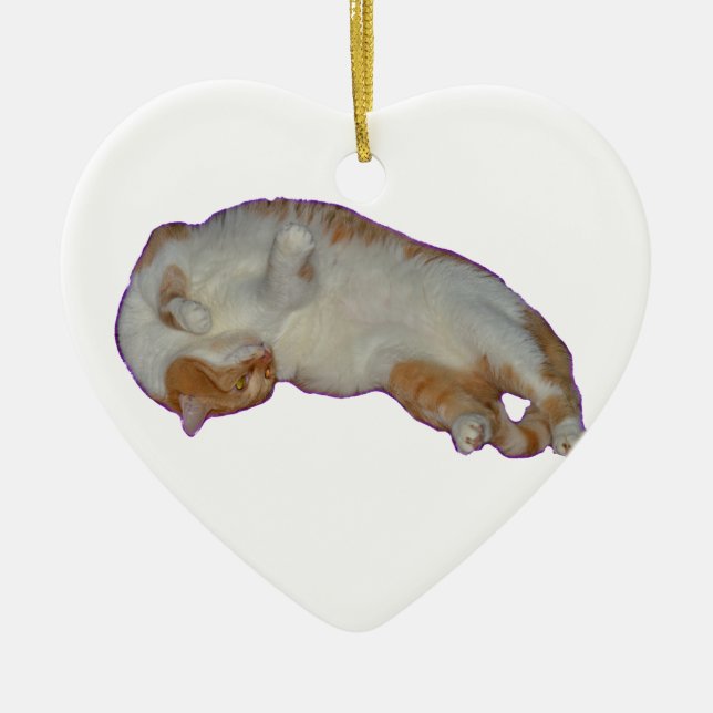 Cute orange white Cat Ornament (Front)