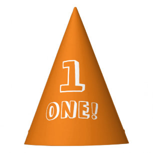 Cute orange white custom number age year birthday party hat