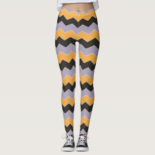 Cute Orange White Purple Chevron Pattern Simple  Leggings
