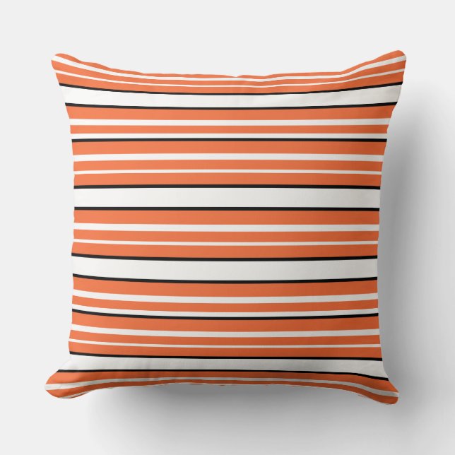 Cute orange white stripes cushion (Front)