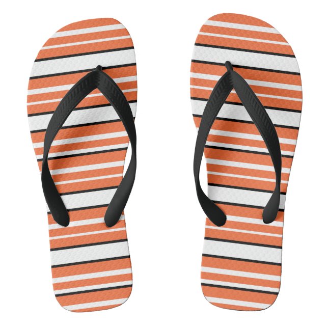 Cute orange white stripes thongs (Footbed)